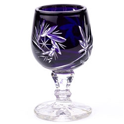 Genuine brilliant Polish 24% lead crystal hand cut with a pinwheel design in a stunning set of (6). These are cased crystal which means that there is an actual layer of colored crystal that is cut through to give the contrast and beauty.