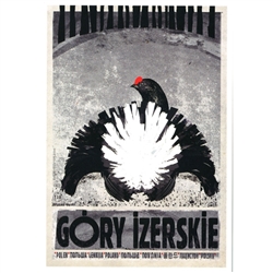 Polish poster designed by artist Ryszard Kaja to promote tourism to Poland.  It has now been turned into a post card size 4.75" x 6.75" - 12cm x 17cm.