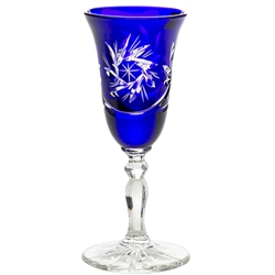 Gorgeous set of six stemmed crystal tulip shaped crystal glasses. These cordial glasses are genuine Polish lead crystal with a hand-cut pinwheel design.