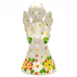 Polish Pottery 4" Standing Angel Figurine. Hand made in Poland. Pattern U4804 designed by Teresa Liana.