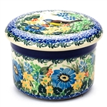 Polish Pottery 4.5" European Butter Crock. Hand made in Poland. Pattern U3132 designed by Teresa Liana.