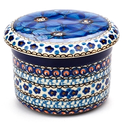 Polish Pottery 4.5" European Butter Crock. Hand made in Poland. Pattern U408 designed by Jacek Chyla.