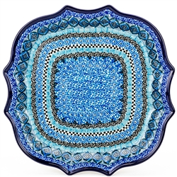 Polish Pottery 10.5" Fluted Luncheon Plate. Hand made in Poland. Pattern U4603 designed by Teresa Liana.