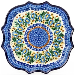 Polish Pottery 10.5" Fluted Luncheon Plate. Hand made in Poland. Pattern U1588 designed by Maria Starzyk.
