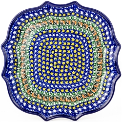 Polish Pottery 10.5" Fluted Luncheon Plate. Hand made in Poland. Pattern U465 designed by Ewa Tubaj.