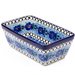 Polish Pottery 8" Loaf Pan. Hand made in Poland. Pattern U488 designed by Anna Pasierbiewicz.