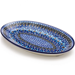 Polish Pottery 12" Oval Serving Platter 12. Hand made in Poland. Pattern U499 designed by Maryla Iwicka.