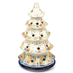 Polish Pottery 10" Votive Christmas Tree. Hand made in Poland. Pattern U4786 designed by Teresa Liana.