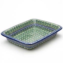 Polish Pottery 14" Baking Dish. Hand made in Poland. Pattern U114 designed by Maryla Iwicka.