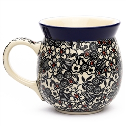 Polish Pottery 16 oz. Bubble Mug. Hand made in Poland. Pattern U4783 designed by Maria Starzyk.