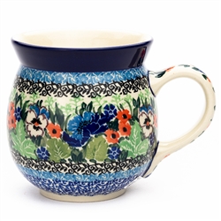 Polish Pottery 16 oz. Bubble Mug. Hand made in Poland. Pattern U3841 designed by Teresa Liana.