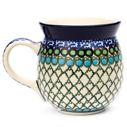 Polish Pottery 16 oz. Bubble Mug. Hand made in Poland. Pattern U72 designed by Teresa Liana.