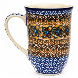 Polish Pottery 17 oz. Bistro Mug. Hand made in Poland. Pattern U152 designed by Maryla Iwicka.