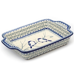Polish Pottery 11" Serving Dish 11 in.. Hand made in Poland. Pattern U4830 designed by Maria Starzyk.