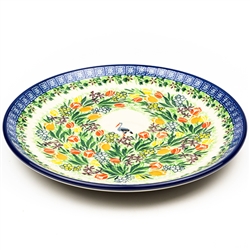 Polish Pottery 10" Dinner Plate. Hand made in Poland. Pattern U3783 designed by Krystyna Dacyszyn.