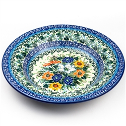 Polish Pottery 9.5" Soup / Pasta Plate. Hand made in Poland. Pattern U4673 designed by Teresa Liana.