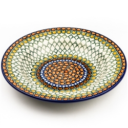 Polish Pottery 9.5" Soup / Pasta Plate. Hand made in Poland. Pattern U81 designed by Teresa Liana.