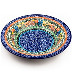 Polish Pottery 9.5" Soup / Pasta Plate. Hand made in Poland. Pattern U3367 designed by Teresa Liana.