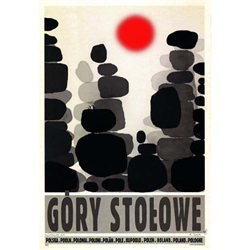 Post Card: Gory Stolowe , Polish Tourist Poster designed by artist Ryszard Kaja in 2018. It has now been turned into a post card size 4.75" x 6.75" - 12cm x 17cm.