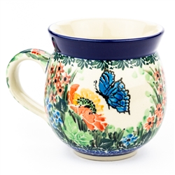 Polish Pottery 11 oz. Bubble Mug. Hand made in Poland. Pattern U3837 designed by Teresa Liana.