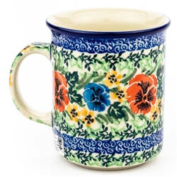 Polish Pottery 8 oz. Everyday Mug. Hand made in Poland. Pattern U3801 designed by Anna Fryc.