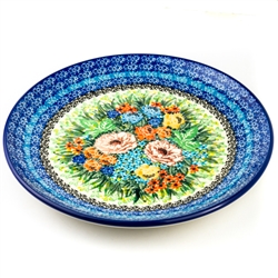 Polish Pottery 10" Dinner Plate. Hand made in Poland. Pattern U4863 designed by Teresa Liana.