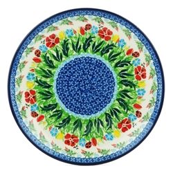 Polish Pottery 10" Dinner Plate. Hand made in Poland. Pattern U3784 designed by Krystyna Dacyszyn.