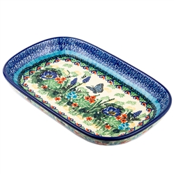 Polish Pottery 10" Serving/Baking Dish. Hand made in Poland. Pattern U4864 designed by Teresa Liana.