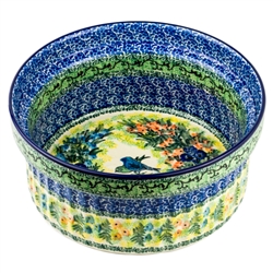 Polish Pottery 8" Souffle Dish. Hand made in Poland. Pattern U4397 designed by Teresa Liana.