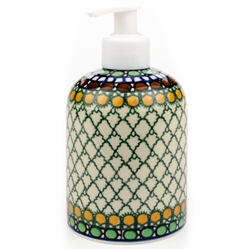 Polish Pottery 5.5" Soap/Lotion Dispenser. Hand made in Poland. Pattern U83 designed by Teresa Liana.