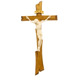 This beautiful wooden crucifix comes from Zakopane in the Tatra Mountains of southern Poland.  Ready to hang on a wall or stand on display. Size is approx 11" x  5.5".