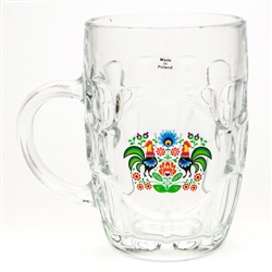 Okocim Brand Beer Mug one of Poland's popular beers.  Okocim Brewery, in Brzesko in southeastern Poland, is one of the oldest and most renowned breweries in the country. This is a 1/2 liter traditional pub style beer mug. Made in Krosno, Poland