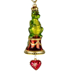 Exquisitely detailed glass ornament from the studios of Edward Bar in Krakow. Hand blown and decorated with Swarovski crystals. Size is approx 8" x 3".