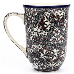 Polish Pottery 17 oz. Bistro Mug. Hand made in Poland. Pattern U4783 designed by Maria Starzyk.