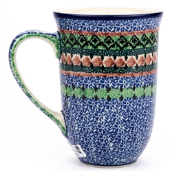 Polish Pottery 17 oz. Bistro Mug. Hand made in Poland. Pattern U4497 designed by Teresa Liana.