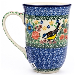 Polish Pottery 17 oz. Bistro Mug. Hand made in Poland. Pattern U3266 designed by Teresa Liana.