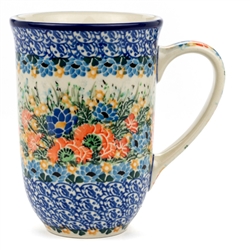 Polish Pottery 17 oz. Bistro Mug. Hand made in Poland. Pattern U4711 designed by Maria Starzyk.