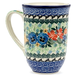Polish Pottery 17 oz. Bistro Mug. Hand made in Poland. Pattern U2512 designed by Maria Starzyk.