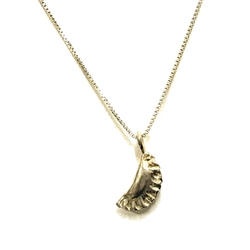 Sterling Silver Mini Pierogi Necklace.  Pierogi size is approx .75" x .25".