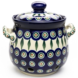 Polish Pottery 6" Garlic/Shallot Keeper. Hand made in Poland and artist initialed.