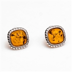 "Amber Squares" Stud Earrings .5"