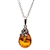 Sterling silver honey bee above a beautiful honey amber cabochon drop. Pendant size is approx. 1.5" x .5".