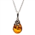 Sterling Silver Honey Bee Necklace Above Amber Drop