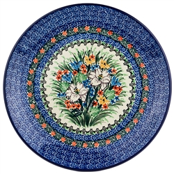 Polish Pottery 10.5" Dinner Plate. Hand made in Poland. Pattern U3683 designed by Teresa Liana.