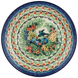 Polish Pottery 10.5" Dinner Plate. Hand made in Poland. Pattern U4090 designed by Teresa Liana.