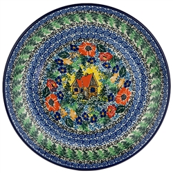 Polish Pottery 10.5" Dinner Plate. Hand made in Poland. Pattern U4013 designed by Teresa Liana.