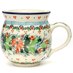 Polish Pottery 11 oz. Bubble Mug. Hand made in Poland. Pattern U4839 designed by Teresa Liana.