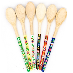 Absolutely delightful and so colorful - Small wooden spoons hand decorated in Polish folk art designs. Assorted colors.  Price is for one spoon.