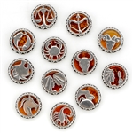 Sterling silver with Cognac Amber. Size - .75" diameter.
