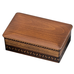 This beautiful box is made of seasoned Linden wood, from the Tatra Mountain region of Poland and a mushroom patch burned into the top.
The skilled artisans of this region employ centuries old traditions and meticulous handcraftmanship.